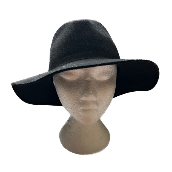 Auxiliary Wide Brim Felt Hat Floppy Black Ribbon Trim Size S/M 100% Wool - Picture 2 of 7